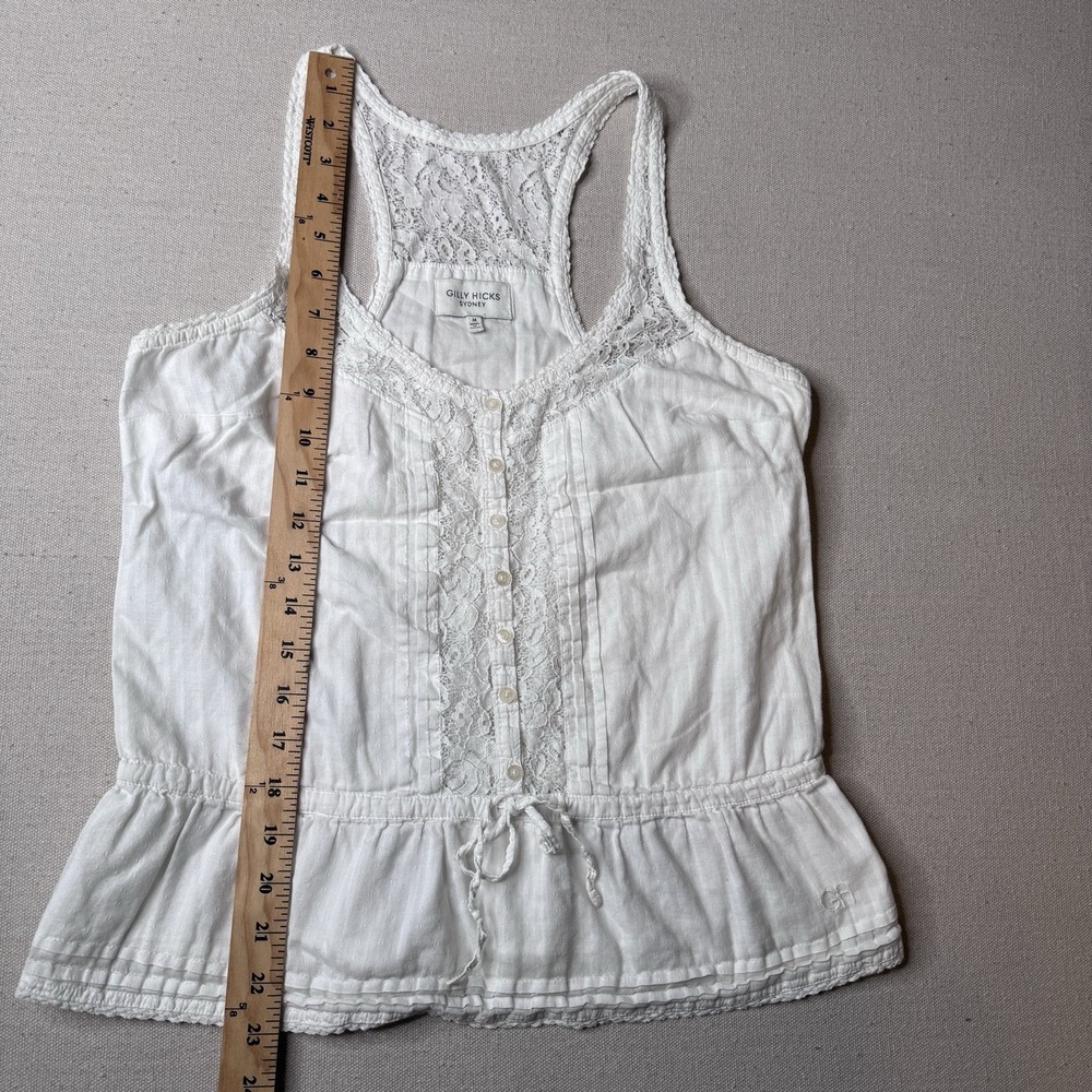 Gilly Hicks Peplum Top Medium Fairy Boho Cottage Lace Sleeveless 100% Cotton - Picture 4 of 8